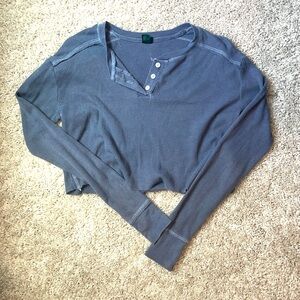 Cropped Waffle Henley